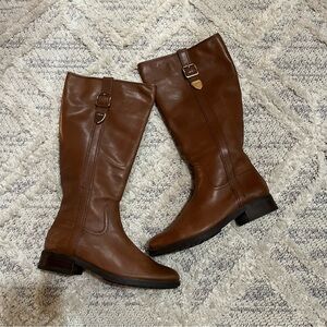 Coach Brown Leather Tall Riding Boots Easton | semi matte | zipper | buckle
